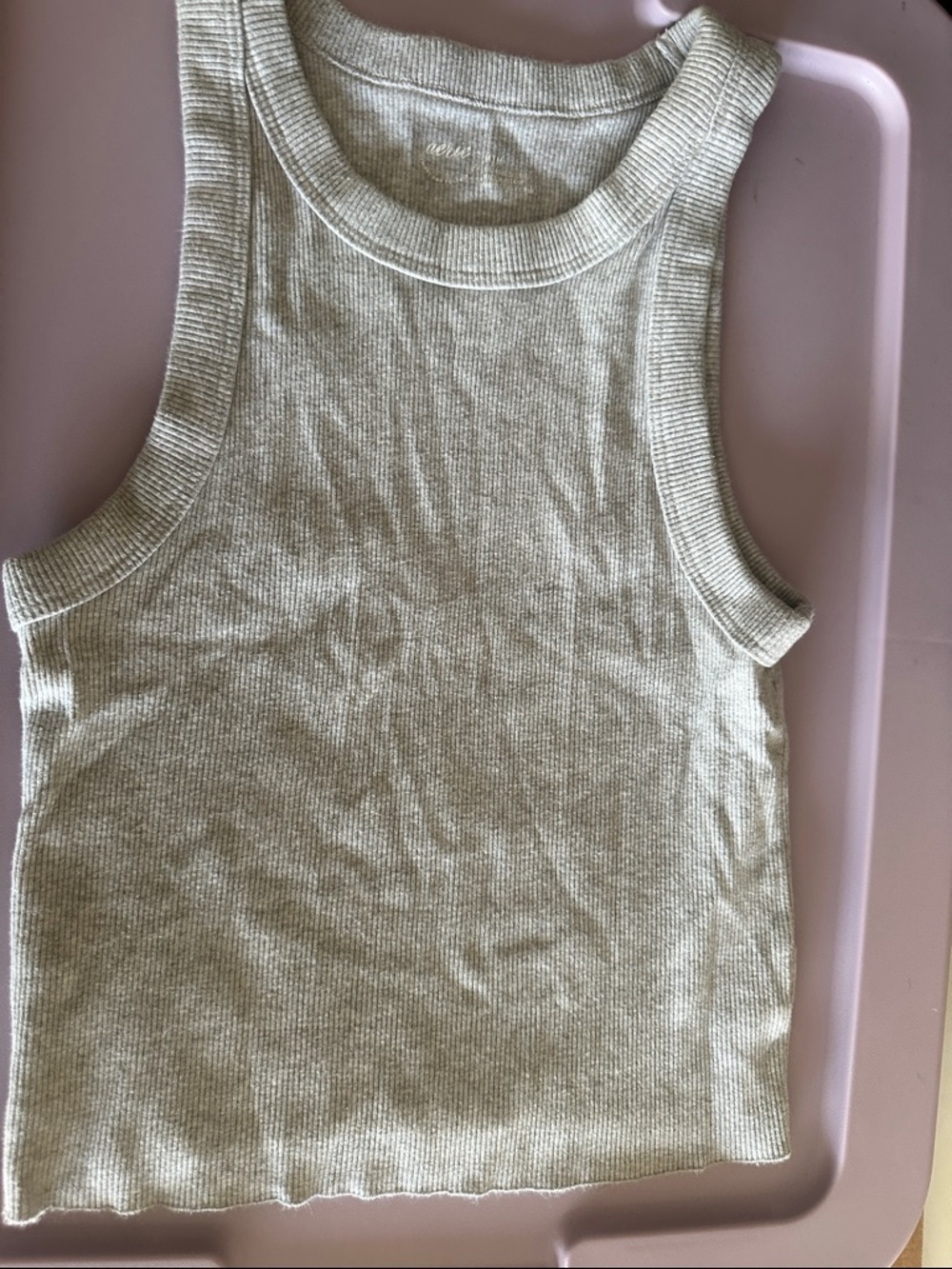 aerie Light Sage Ribbed Tank Top